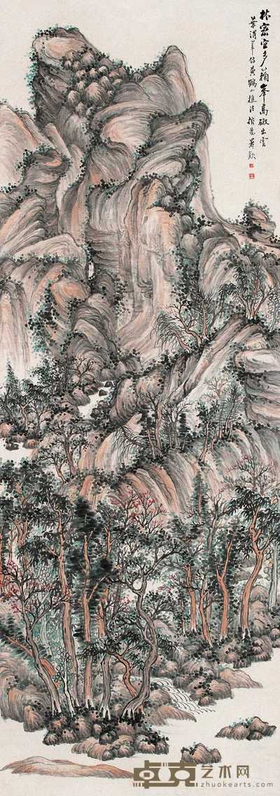 叶渭莘 峰高云林图 立轴 177×63cm